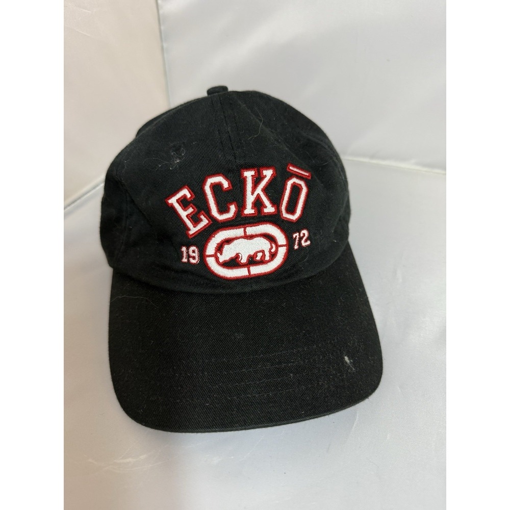 ECKO Unltd Rhino 1972 Baseball Cap Hat Polo Style Black Red Y2K Urban Wear